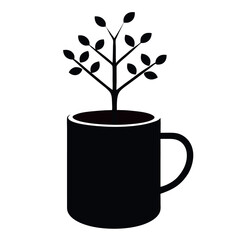 


     A black cup with a tree growing vector illustration.
