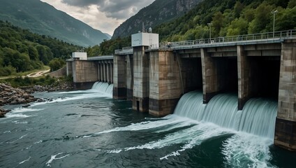 Impressive hydroelectric power station showcasing renewable energy.