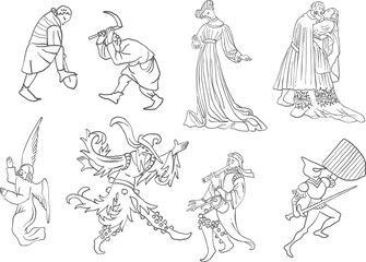 Simple Medieval Outline Ink Sketch