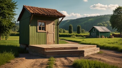 Fototapeta premiumPhoto Best Empty podium against a green farm background for product presentation ai