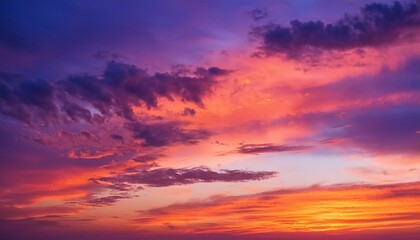 Stunning evening skies in hues of violet, gold, and coral - lively color transitions - ethereal, surreal summer dusk or daybreak