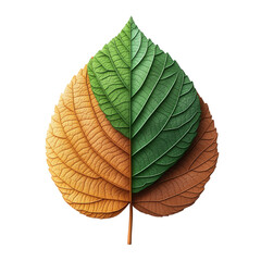 Obraz premium Colorful leaf showing three stages of life: green, yellow, and brown, depicting the natural cycle of growth and decay.