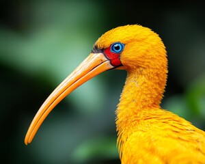 Fototapeta premium Vibrant Yellow Bird Close-Up Majestic Avian Beauty in Nature's Embrace