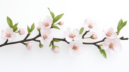 Naklejka premium Delicate Branch of White Blossoms