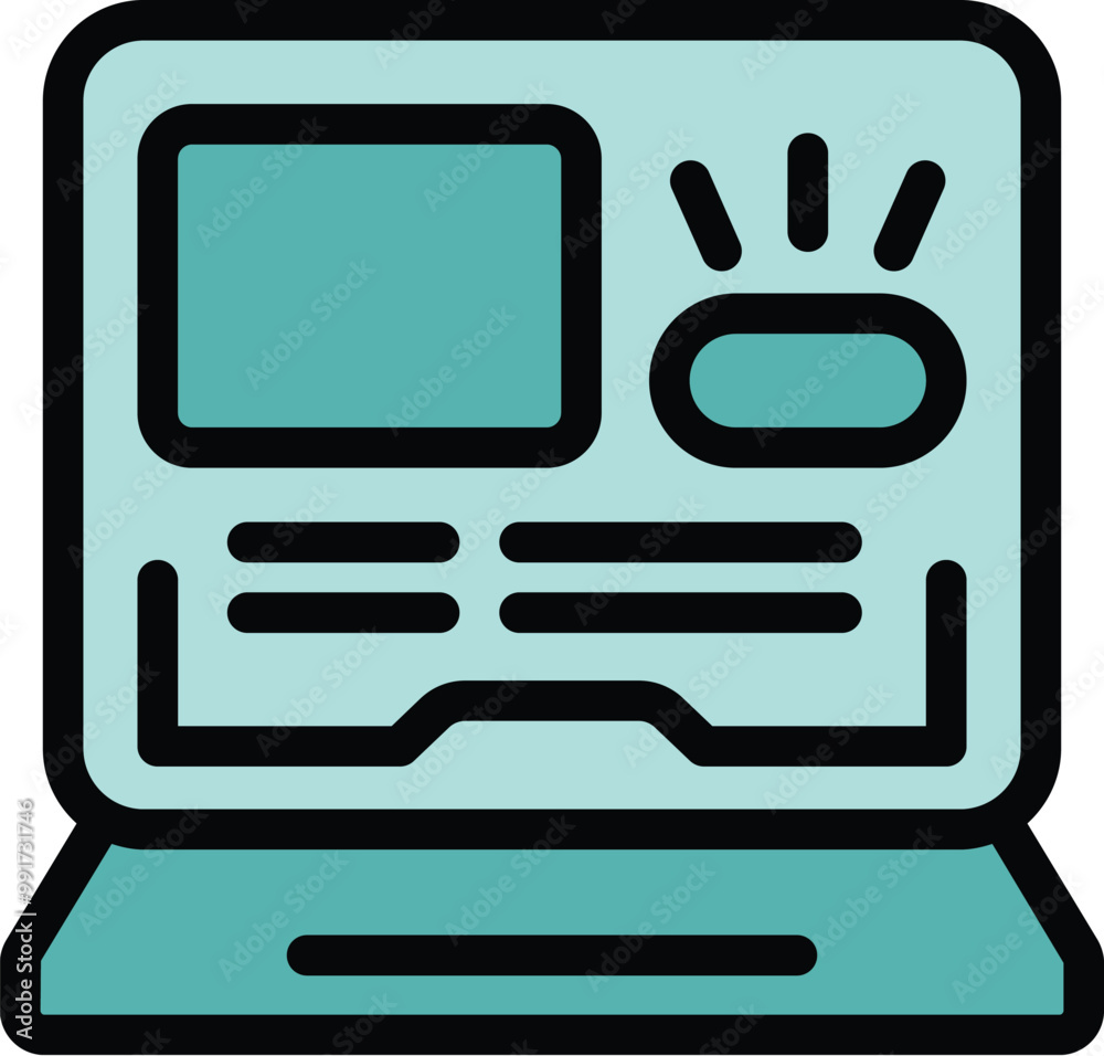 Poster this icon represents a website design program interface being displayed on a laptop screen