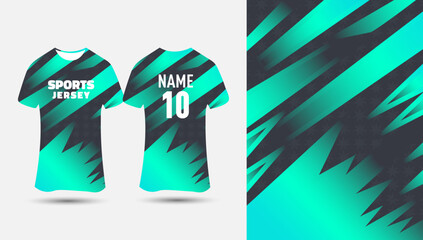 Black-Aqua Gradient Sports jersey design Background for sublimation.Customizable Jersey template vector Illustration.