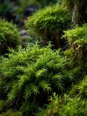 Lush moss texture in vibrant green for botanical designs.