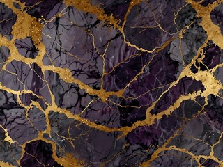 Luxurious purple and gold marble with glitter.