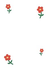 little cute red flowers frame, illustration greeting card template and background