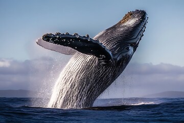 Humpback whale breaching out of the water