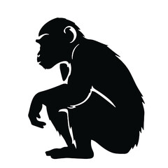 chimpanzee chimp  silhouette vector illustration  transparent background