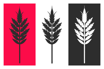 millet Vector illustration of wheat ears with autumn leaves and natural elements in a decorative pattern