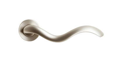 Sleek modern satin door handle with a smooth and wavy design, offering a contemporary look for modern interiors and home decor projects. Isolated on transparent background, png.