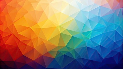 Obraz premium Rainbow polygon shaped background in gradient shades of orange and blue with a striking eye level perspective, digital, background, perspective, polygonal, gradient, illustration., textured