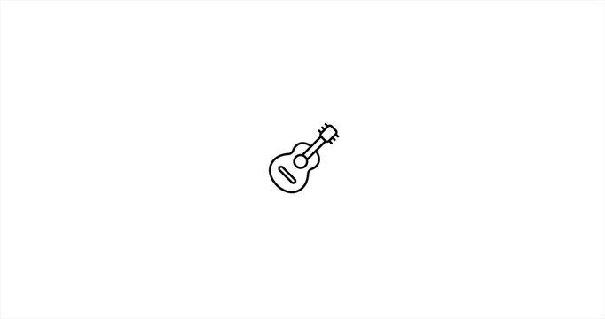 Guitar button icon animation 4K on white background.