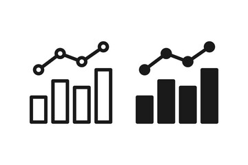 growing graph icon set. graph bars vector. color editable