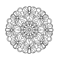 Flower Black And White Mandala Design