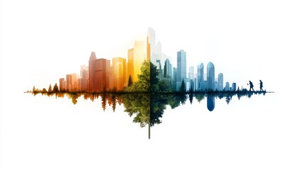 Obraz premium Cityscape and Nature Blend with Urban Vibes and Harmony