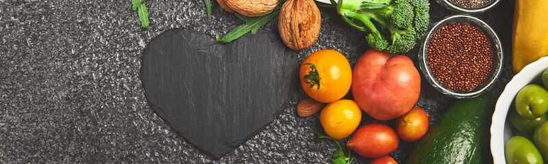 Banner of Heart shape of food health for heart.