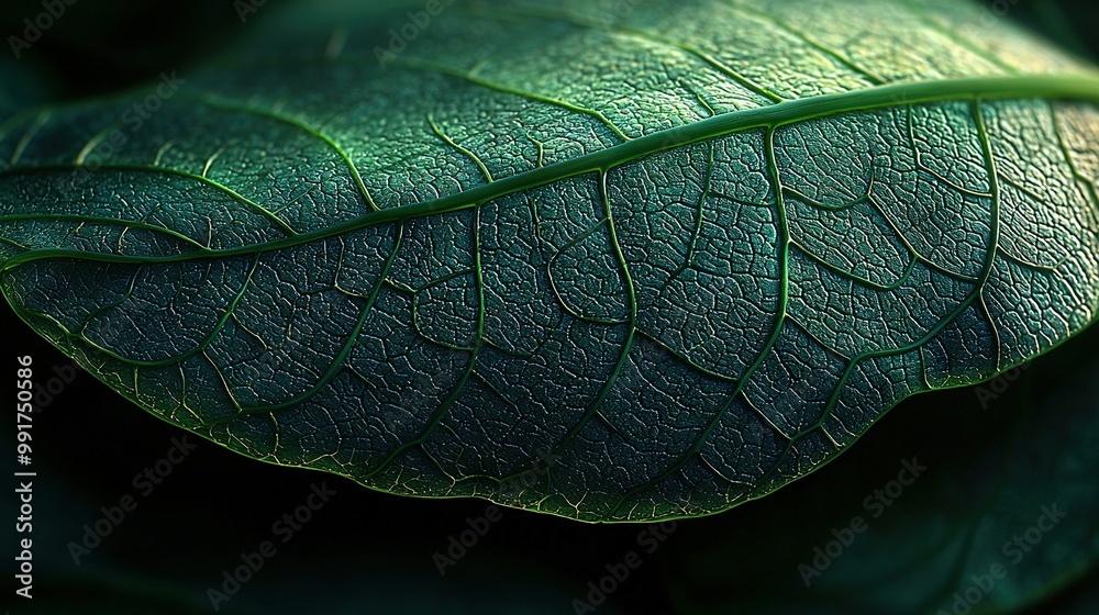 Poster   A green leaf, sharp focus