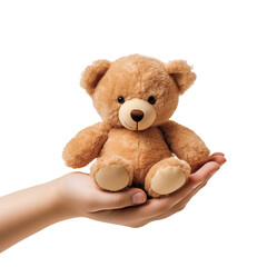 Obraz premium hand holding a teddy bear png