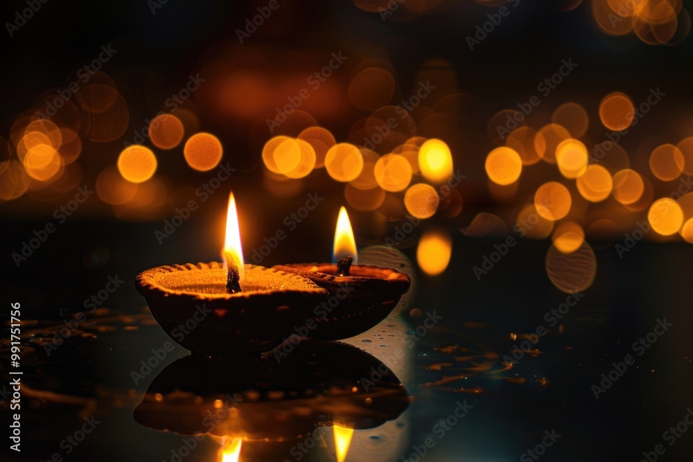 Canvas Prints A single lit candle placed on a table, perfect for use in still life photography or as a decorative element