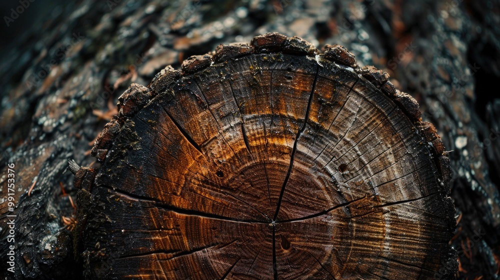 Poster close-up shot of a tree trunk, great for environmental or botanical use