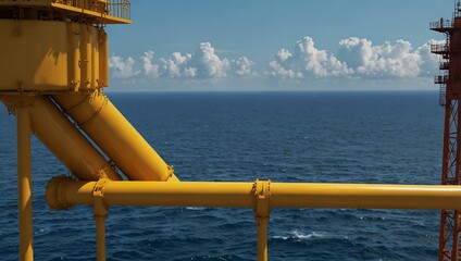 Offshore gas pipeline over the ocean.