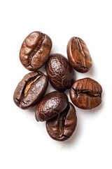 Obraz premium A heap of coffee beans on a clean white surface