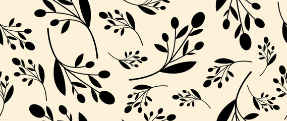 Vector seamless background. Minimalistic abstract floral pattern. Modern print. Ideal for textile design, screensavers, covers, cards, invitations and posters.