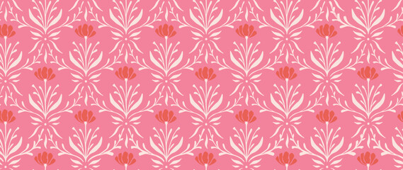 Vector seamless background. Minimalistic abstract floral pattern. Modern print. Ideal for textile design, screensavers, covers, cards, invitations and posters.