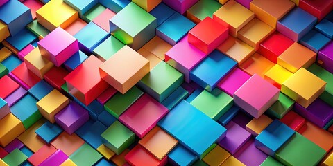Abstract Composition of Colorful Rectangle Shapes Creating a Modern Geometric Background Design
