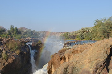 Rainbow and waterfall in africa