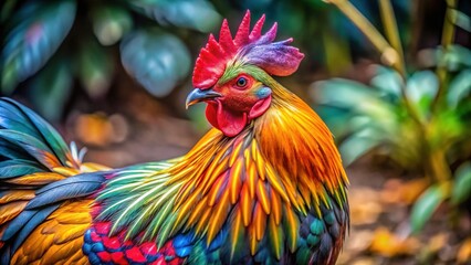 Beautiful Ameraucana Chicken with Distinctive Feathers and Colorful Plumage in Natural Setting