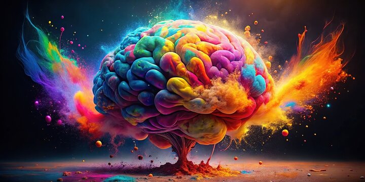 Colorful brain exploding emoji representing overwhelming thoughts, ideas, creativity, and excitement