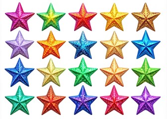 Obraz premium Colorful Clip Art Stars Set for Creative Projects, Design, Backgrounds, and Educational Materials
