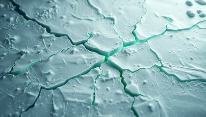 Obraz premium Sharp Ice Cracks with Glowing Green Edges for Tablet Customization
