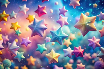 Cute pastel stars floating in a dreamy night sky, perfect for whimsical designs and decorations