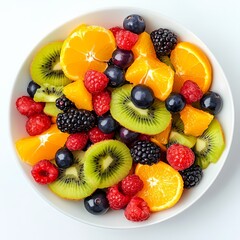Obraz premium Fresh Fruit Salad with Berries and Kiwi Delight