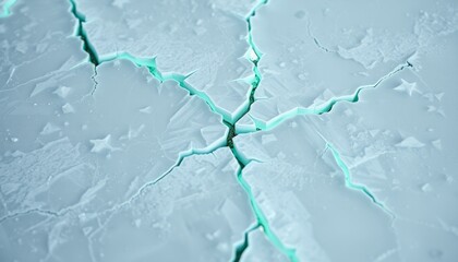 Obraz premium Jagged Cracks in Ice, Clear Blue and Luminous, Abstract Design