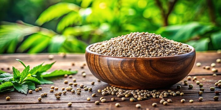 Fresh Bajra Grains in a Rustic Bowl Surrounded by Greenery on a Wooden Table for Healthy Cooking