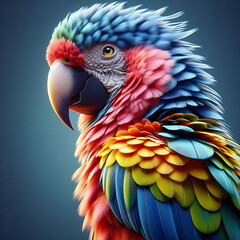 Obraz premium Colorful Parrot , detailed and realistic , Rainbow , Poster for Home Decor, T-Shirt Design, Music Cover Art, Wallpaper , and Art Background