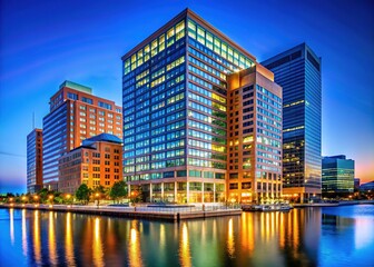 Fototapeta premium Iconic Legg Mason Building in Baltimore Showcasing Modern Architecture Against a Clear Blue Sky