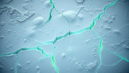 Obraz premium Brittle Ice with Eerie Blue Cracks, Cold and Textured Aesthetic