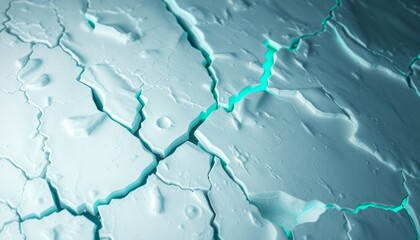Obraz premium Cold Ice with Eerie Glowing Cracks, Abstract Aesthetic Representation