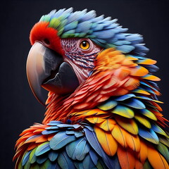 Fototapeta premium Colorful Parrot , detailed and realistic , Rainbow , Poster for Home Decor, T-Shirt Design, Music Cover Art, Wallpaper , and Art Background