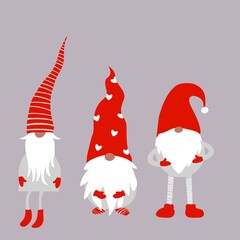 Christmas gnomes with long legs in cute hats