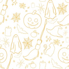 Seamless pattern with minimalistic elements for Halloween