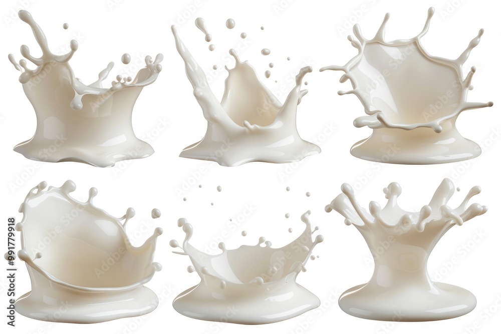 Poster a close-up shot of a milk splash with ripples and foam