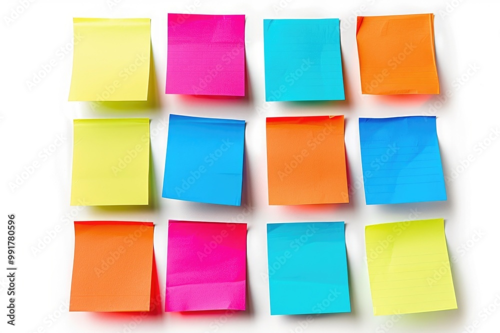 Poster a collection of bright and cheerful post-it notes stuck to a white surface